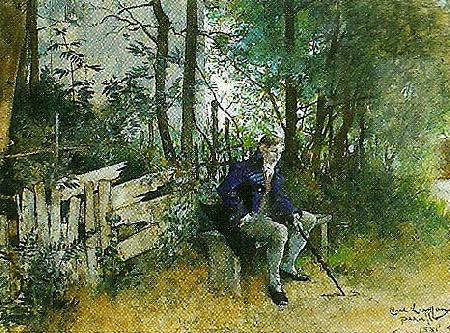 Carl Larsson ung man i park